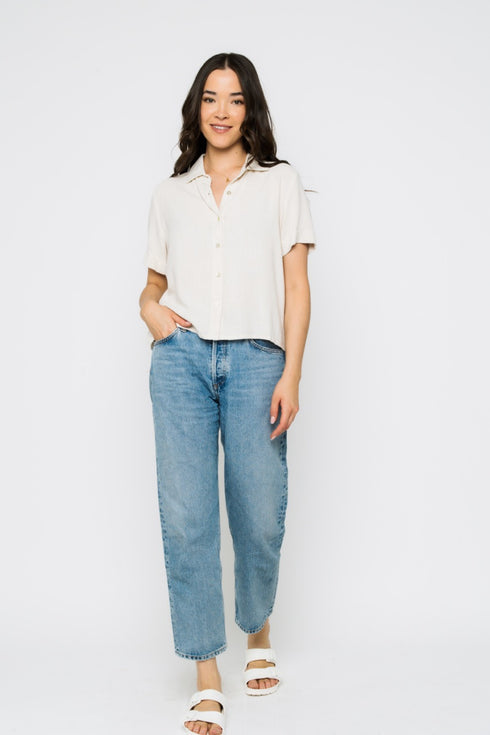 Nina-Roll Cuff Short Sleeve Shirt